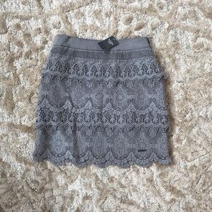 BRAND NEW grey crochet Abercrombie mini skirt